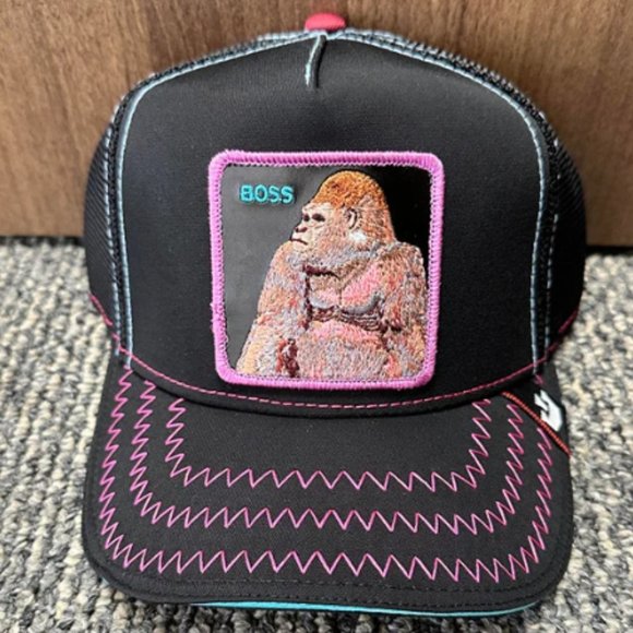 Goorin Animal Farm Trucker Baseball Snapback Hat Cap Barrel Boss Monkey Black